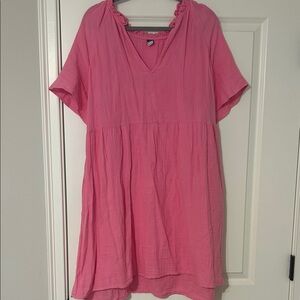 Old Navy Hot Pink V-Neck Short Sleeve Mini Dress